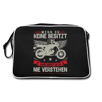 Simson, Simmi S51, Moped Geschenkidee Ossi 50ccm - Retro Tasche - Schwarz/Weiß - Hinten