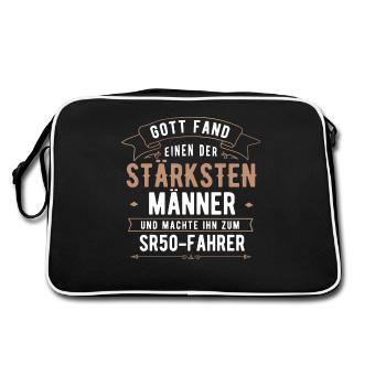 SR50 Moped Simson DDR Zweitakter Geschenk - Retro Tasche - Schwarz/Weiß - Hinten