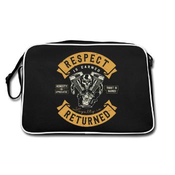 Moto cadeau motard biker capot Le respect est. - Sac Retro - noir/blanc - Dos