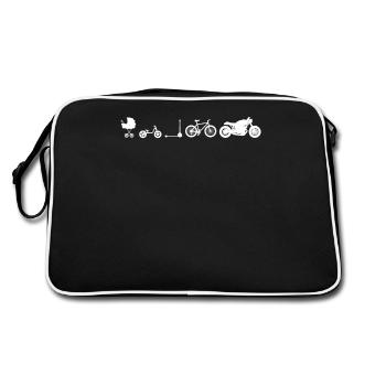 Motorrad Evolution Biker Geschenk Motorradfahrer - Retro Tasche - Schwarz/Weiß - Hinten