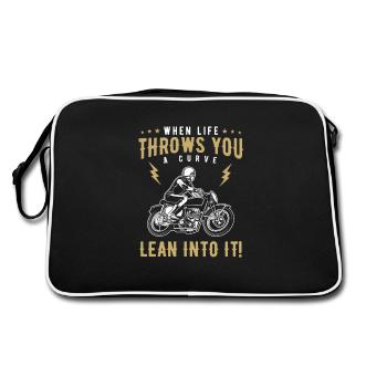 Motorcycle biker gift, motorcycle rider When Life - Retro Bag - black/white - Back