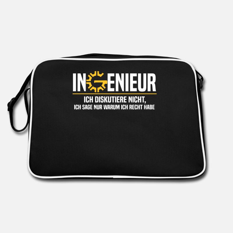 Ingenieur Ich diskutiere nicht, ich sage nur warum - Retro Tasche - Schwarz/Weiß