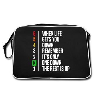 Motorcyclist Gift Gear Shift Motivation - Retro Bag - black/white - Back