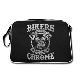 Motorcyclist Gift Biker & Chrome - Retro Bag - black/white - Back