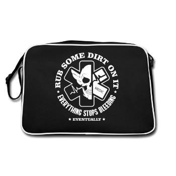 Emergency medic rub a little dirt on it saying - Retro Bag - black/white - Back