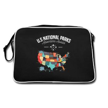 Carte des parcs nationaux des États-Unis randonnée en camping - Sac Retro - noir/blanc - Dos