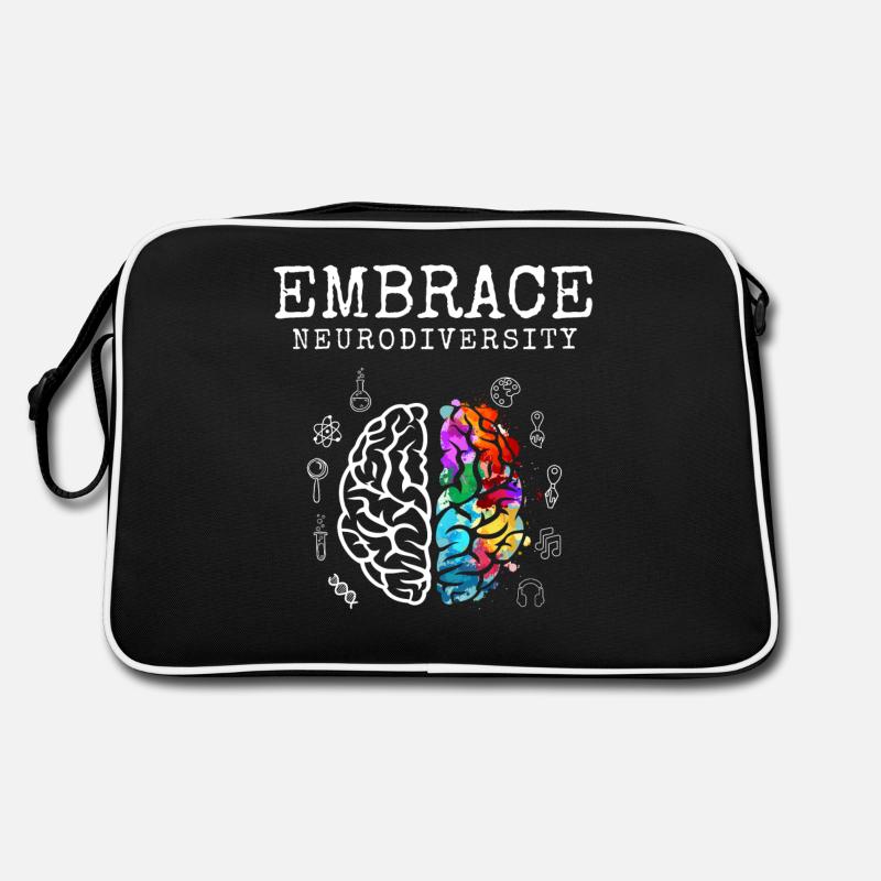 ADHD Autismus ASD Neuro Vielfalt - Retro Tasche - Schwarz/Weiß