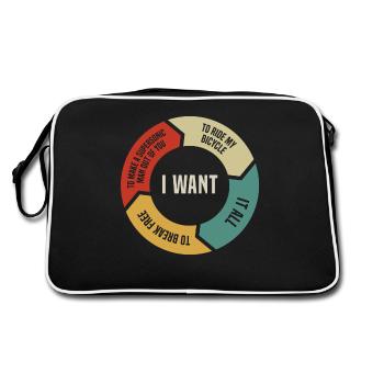 Musiktitel der 80 Retro Rate Chart, Musikfan - Retro Tasche - Schwarz/Weiß - Hinten