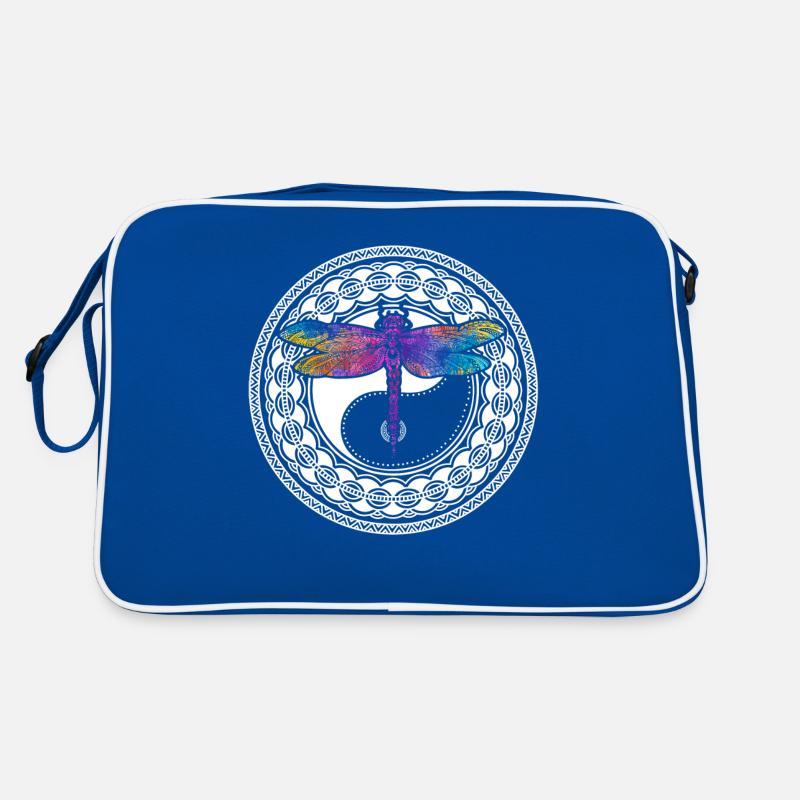Mandala de yoga avec libellule et ying yang Sac Retro