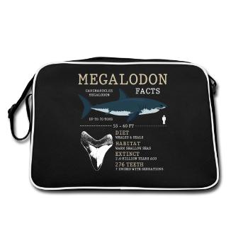 Megalodon, shark, shark species, - Retro Bag - black/white - Back