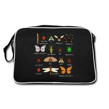 Insekten, Arten von Insekten - Retro Tasche - Schwarz/Weiß - Hinten