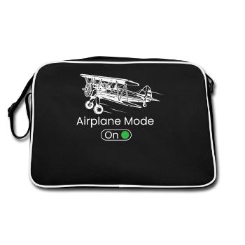 Airplane Mode ON, Cessna, C172, FLugzeug, Pilot - Retro Tasche - Schwarz/Weiß - Hinten