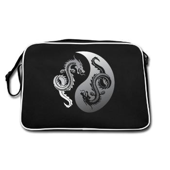 Ying Yang, dragons, attitude de yoga face à la vie - Sac Retro - noir/blanc - Dos