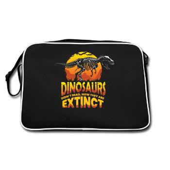 Dinosaurs Didn't Read Now They Are Extinct, Dino - Retro Bag - black/white - Back