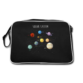 Solar system with all planets, orbits - Retro Bag - black/white - Back