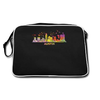 Austinites Watercolor Skyline Austin - Retro Bag - black/white - Back