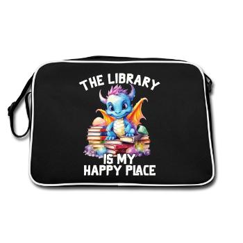 La bibliothèque est mon lieu de bonheur, dragon - Sac Retro - noir/blanc - Dos