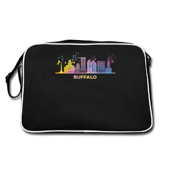 Buffalonians Skyline Stadtbild Buffalo - Retro Tasche - Schwarz/Weiß - Hinten