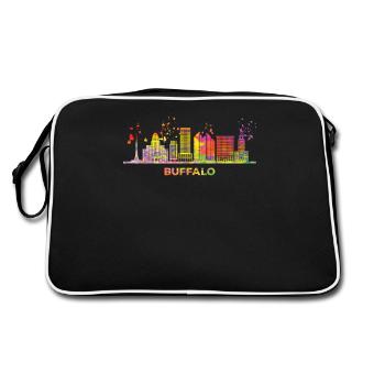 Buffalonians Skyline Stadtbild Buffalo - Retro Tasche - Schwarz/Weiß - Hinten