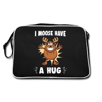 I Moose Have A Hug Hug Cuddle Funny Moose - Retro Bag - black/white - Back