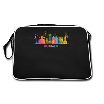 Buffalonians Skyline Stadtbild Buffalo - Retro Tasche - Schwarz/Weiß - Hinten