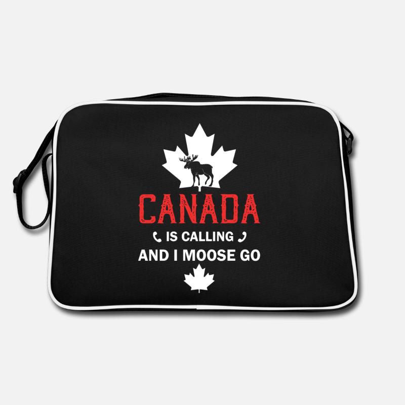 Kanada Elch Kanadische Flagge Maple Leaf - Retro Tasche - Schwarz/Weiß