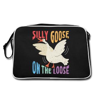 Die Dumme Gans Auf Freiem Fuß - Retro Tasche - Schwarz/Weiß - Hinten