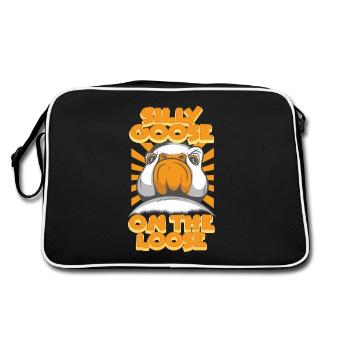 Die Dumme Gans Auf Freiem Fuß - Retro Tasche - Schwarz/Weiß - Hinten
