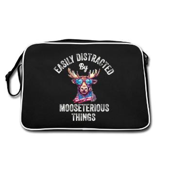 Easily Distracted Funny Moose Moose - Retro Bag - black/white - Back