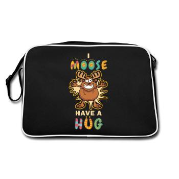 I Moose Have A Hug Hug Cuddle Funny Moose - Retro Bag - black/white - Back