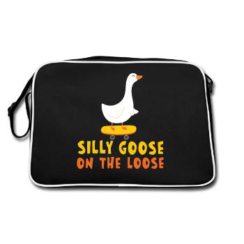 Die Dumme Gans Auf Freiem Fuß - Retro Tasche - Schwarz/Weiß - Hinten