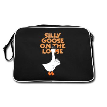 Die Dumme Gans Auf Freiem Fuß - Retro Tasche - Schwarz/Weiß - Hinten