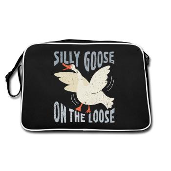 Die Dumme Gans Auf Freiem Fuß - Retro Tasche - Schwarz/Weiß - Hinten