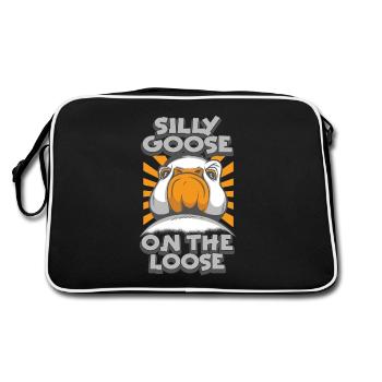 Die Dumme Gans Auf Freiem Fuß - Retro Tasche - Schwarz/Weiß - Hinten