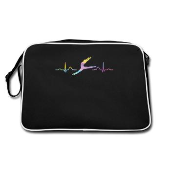 Ballet, Danseur, Battement de cœur, Ecg, Ballerine - Sac Retro - noir/blanc - Dos