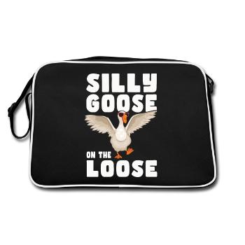 Die Dumme Gans Auf Freiem Fuß - Retro Tasche - Schwarz/Weiß - Hinten