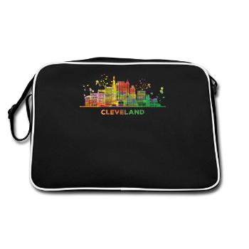 Clevelander Skyline Cleveland - Retro Tasche - Schwarz/Weiß - Hinten
