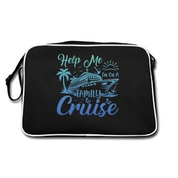 Hilfe Ich Bin Auf Einer Familienkreuzfahrt Urlaub - Retro Tasche - Schwarz/Weiß - Hinten