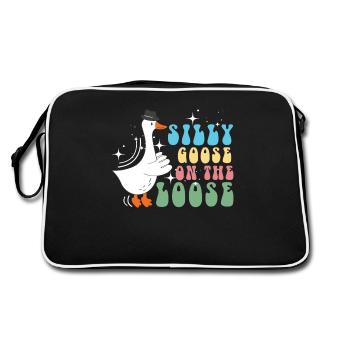 Die Dumme Gans Auf Freiem Fuß - Retro Tasche - Schwarz/Weiß - Hinten