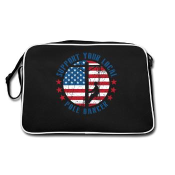American Lineman Powerline Worker Design - Retro Bag - black/white - Back