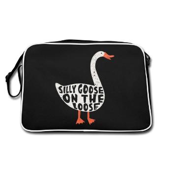 Die Dumme Gans Auf Freiem Fuß - Retro Tasche - Schwarz/Weiß - Hinten