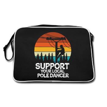 American Lineman Powerline Worker Design - Retro Bag - black/white - Back