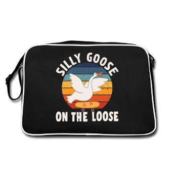 Die Dumme Gans Auf Freiem Fuß - Retro Tasche - Schwarz/Weiß - Hinten