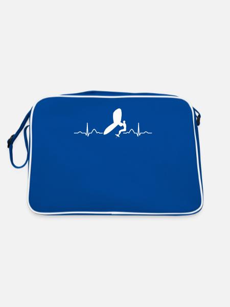 Flügel Surfer Wingsurfing Retro Folie Flügel - Retro Tasche - Blau/Weiß - Hinten