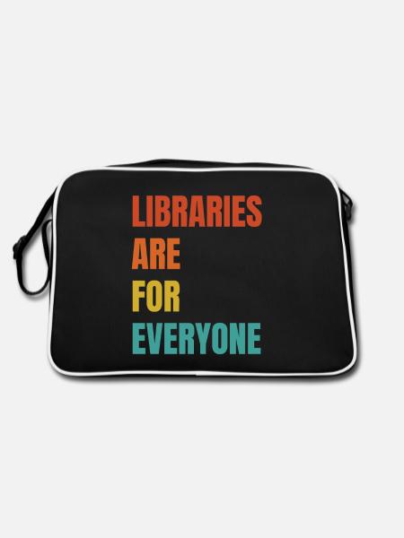 Libraries are for everyone to read - Retro Bag - black/white - Back