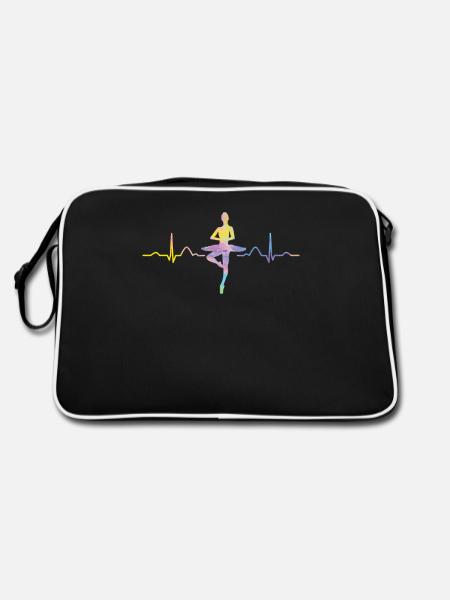 Ballet, Danseur, Battement de cœur, Ecg, Ballerine - Sac Retro - noir/blanc
