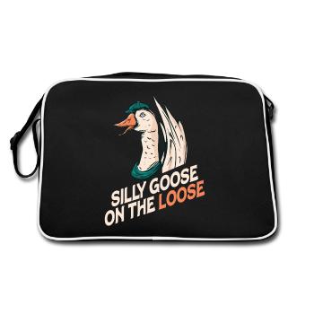Die Dumme Gans Auf Freiem Fuß - Retro Tasche - Schwarz/Weiß - Hinten