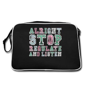 Stop Regulating and Listening Teacher - Retro Bag - black/white - Back