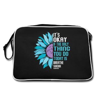 Guerrier de la santé mentale violet et turquoise - Sac Retro - noir/blanc - Dos