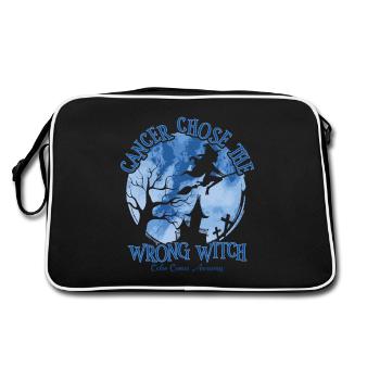 Krebs Hexe Dunkelblau Doppelpunkt - Retro Tasche - Schwarz/Weiß - Hinten